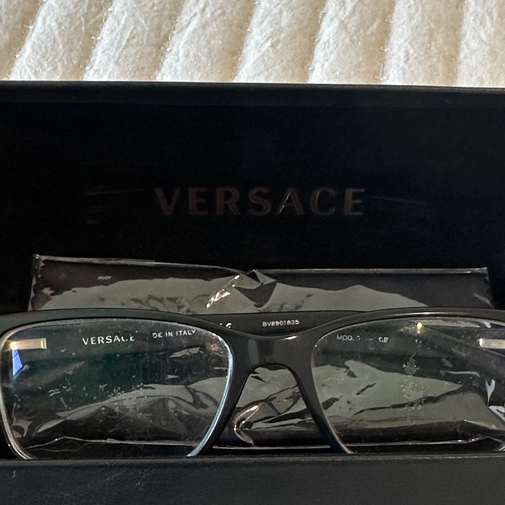 Versace Black Rectangular Eyeglasses With Case - image 6
